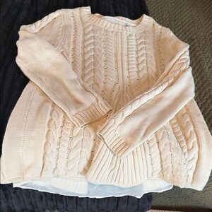 CAbi Beige Cable Knit Sweater